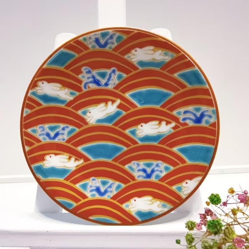 【九谷燒】青郊窯緣起小盤-波兔