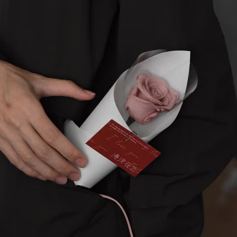 Ready Stock. Blush Pink Preserved Rose Bouquet – Classic Single Rose Gift