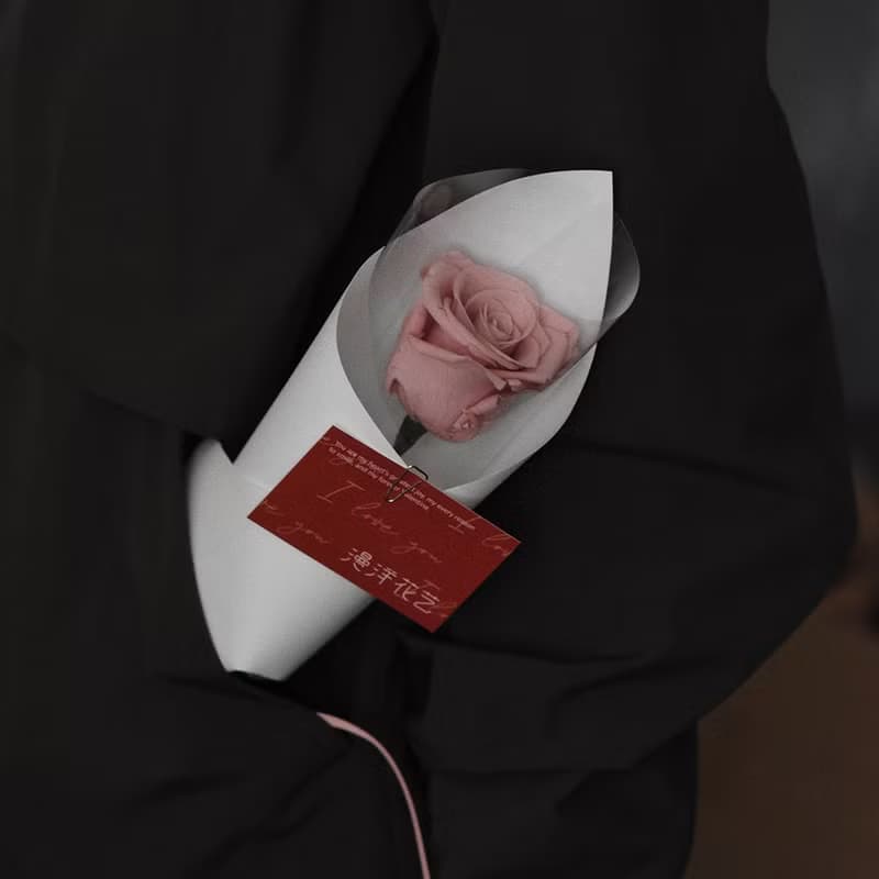 Ready Stock. Blush Pink Preserved Rose Bouquet – Classic Single Rose Gift
