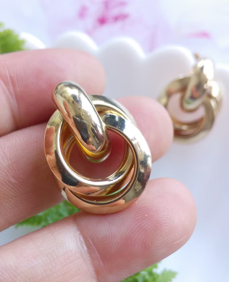 Vintage Jewelry 西洋古董飾品 金色調 摩登經典  針式耳環