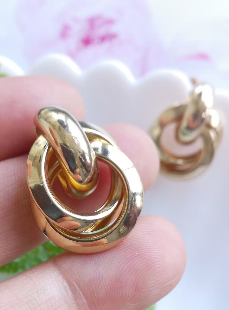 Vintage Jewelry 西洋古董飾品 金色調 摩登經典  針式耳環