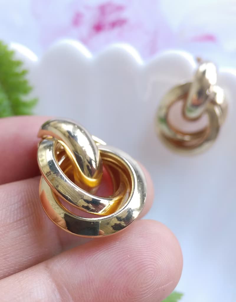 Vintage Jewelry 西洋古董飾品 金色調 摩登經典  針式耳環