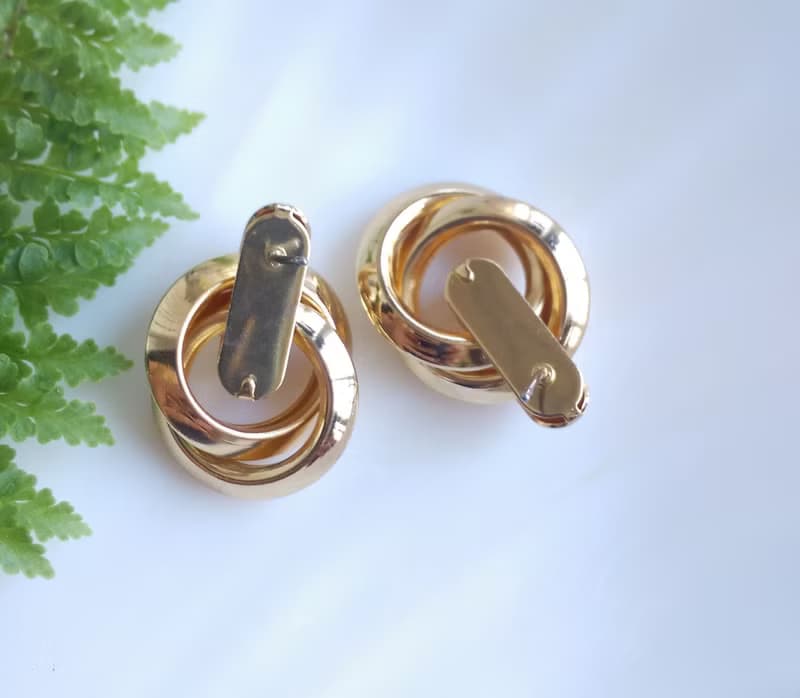 Vintage Jewelry 西洋古董飾品 金色調 摩登經典  針式耳環