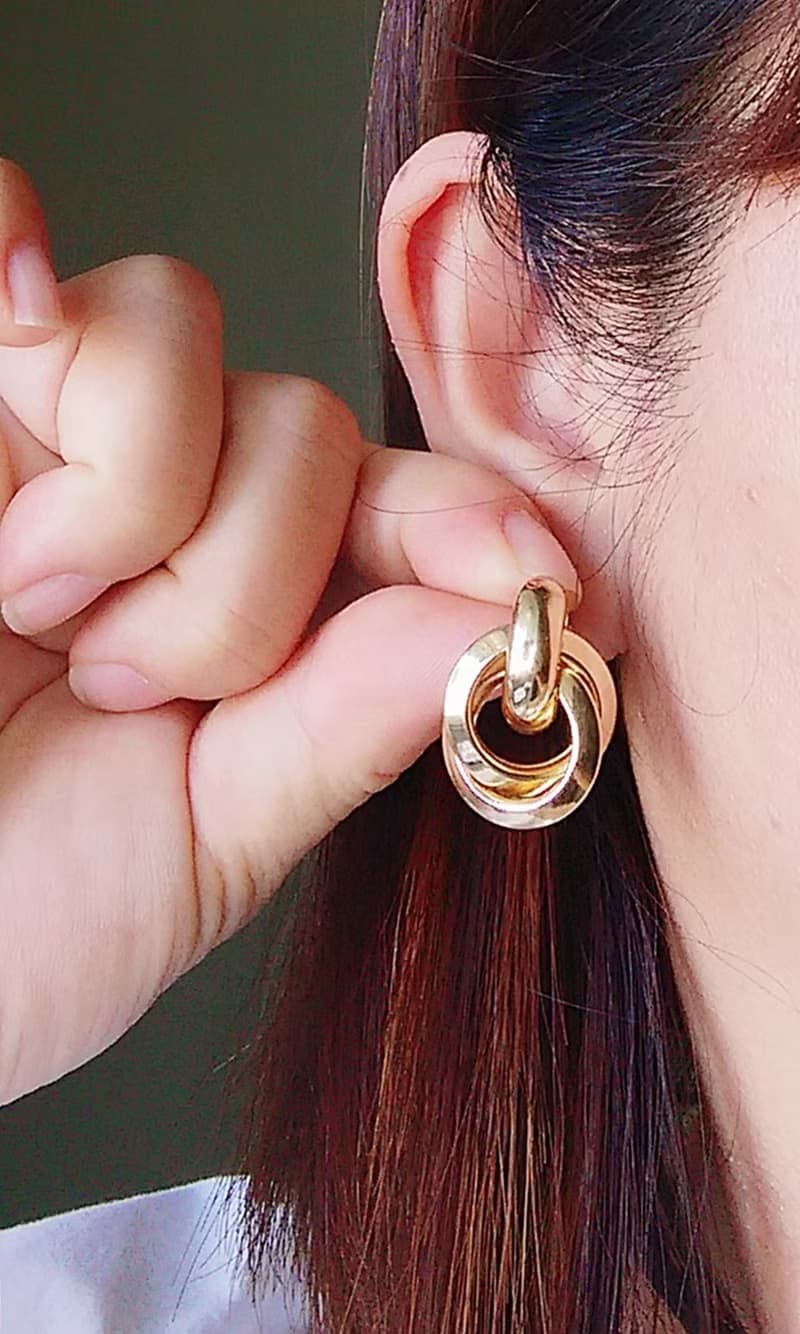 Vintage Jewelry 西洋古董飾品 金色調 摩登經典  針式耳環