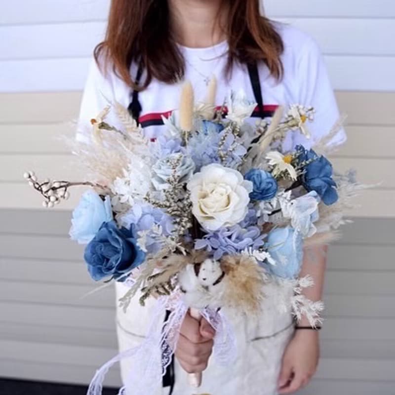 【竒植花物】星空藍永生乾燥新娘捧花 求婚花束 情人節花束