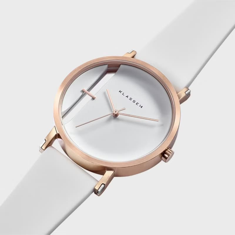 Imperfect Line 玫瑰金白色矽膠錶帶手錶 32/40mm - 可定制