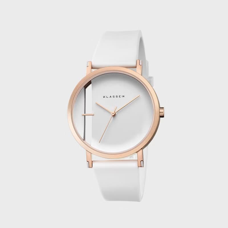 Imperfect Line 玫瑰金白色矽膠錶帶手錶 32/40mm - 可定制