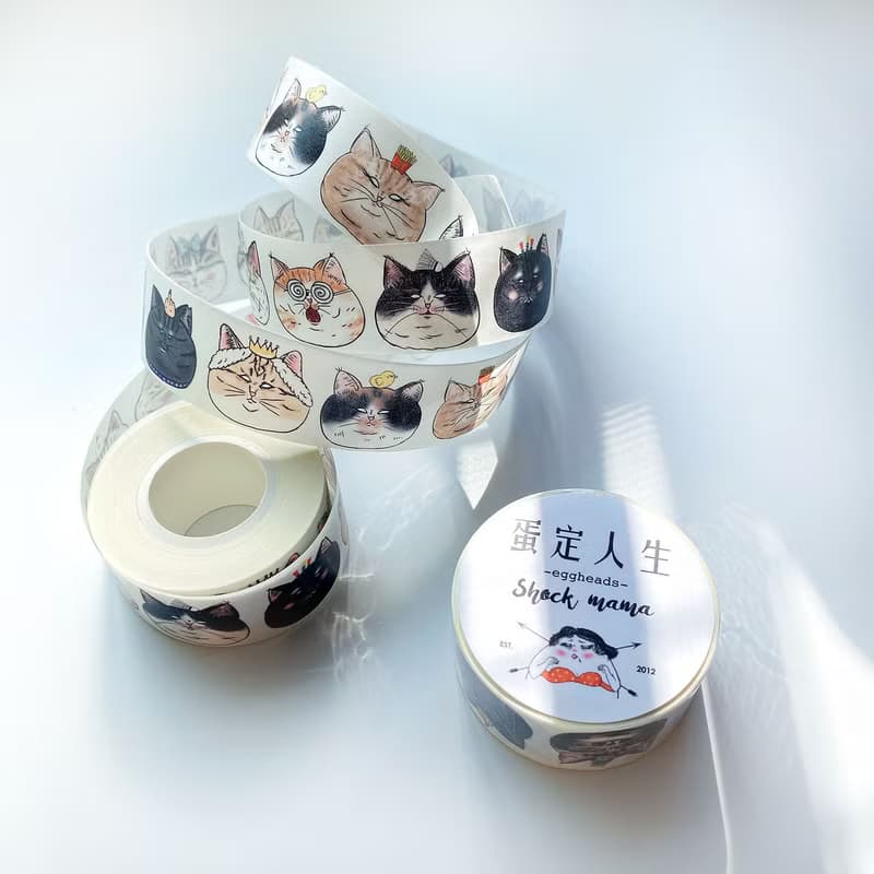 蛋定貓頭 2.5cm紙膠帶(帶離型紙)