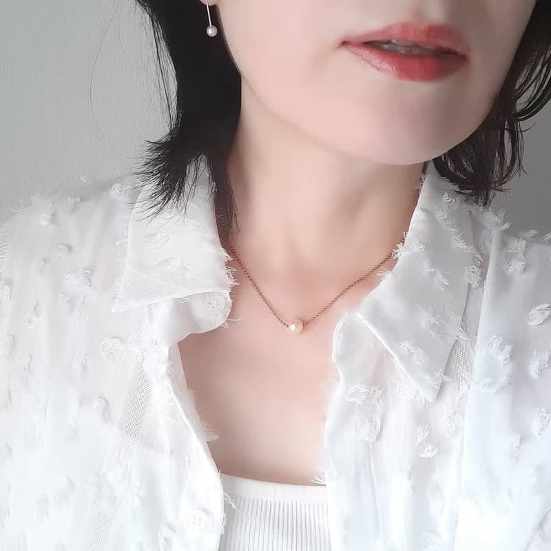 K18　スルーネックレス　あこや真珠　 パールネックレス　あこやパール　日本の真珠　pearl necklace　珍珠項鍊　珍珠项链　진주목걸이