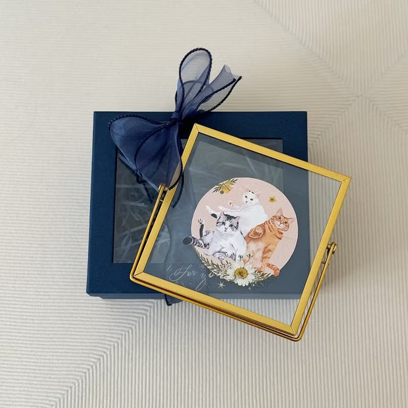 Manyu 似顏繪像框 乾燥花 插畫訂製 禮物 玻璃透明木框17x17cm