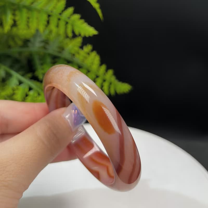 優質 馬達加斯加漸變紅瑪瑙手鐲 53MM 冰潤天眼千層海浪紋 顯氣質