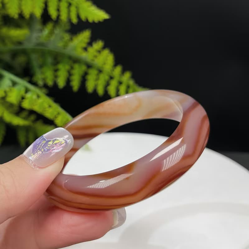 優質 馬達加斯加漸變紅瑪瑙手鐲 53MM 冰潤天眼千層海浪紋 顯氣質