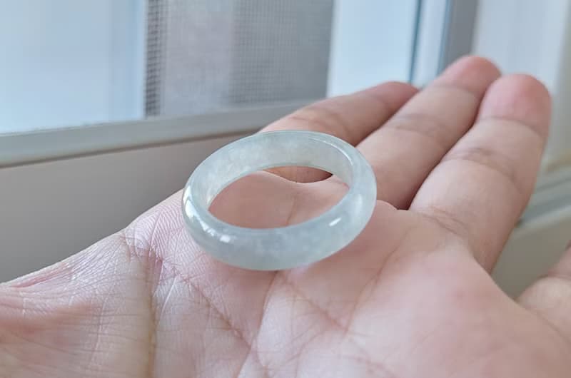 【親翠】天然翡翠 冰睛綠老種極潤種水美手指鐲18號戒圈