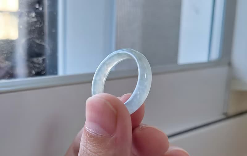 【親翠】天然翡翠 冰睛綠老種極潤種水美手指鐲18號戒圈