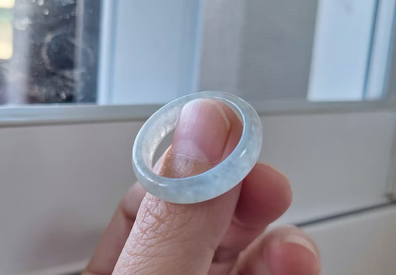 【親翠】天然翡翠 冰睛綠老種極潤種水美手指鐲18號戒圈