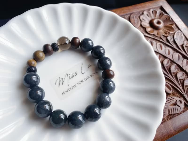 王者再臨 男士手鍊 天然緬甸玉 翡翠 烏雞 沉香 綠檀木 茶 父親節