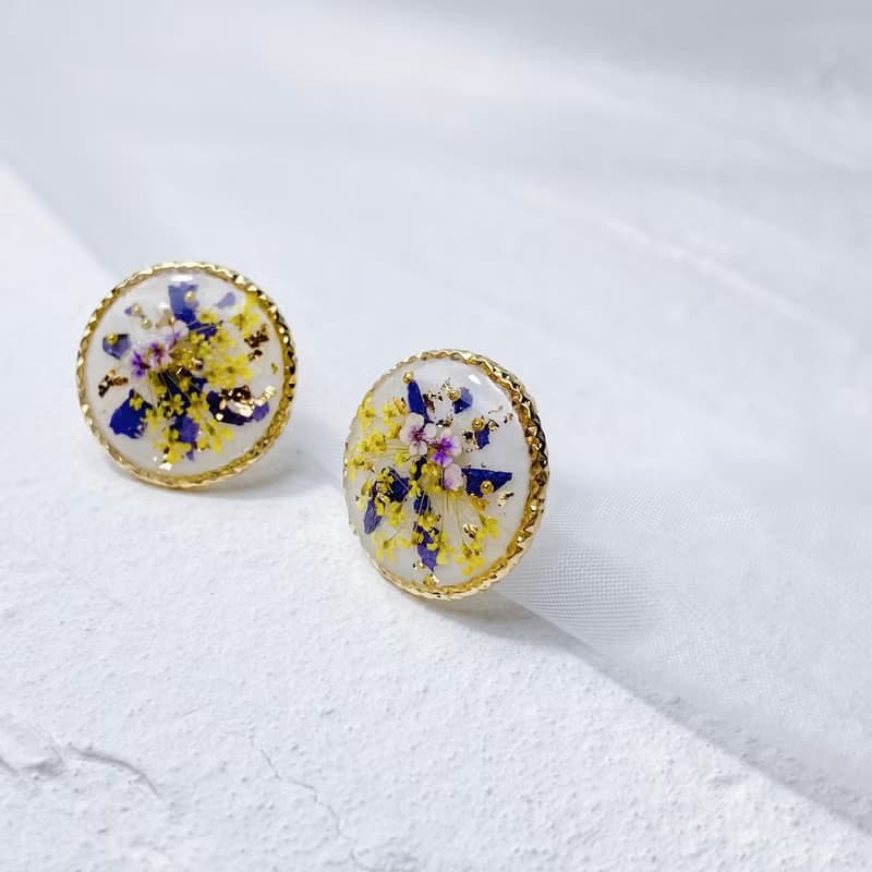 金沙 • 押花手工耳環