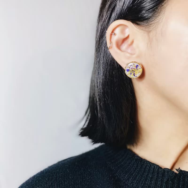 金沙 • 押花手工耳環
