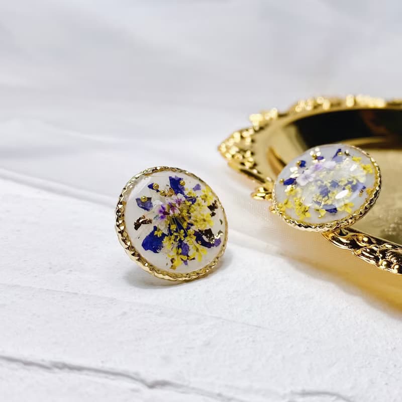 金沙 • 押花手工耳環