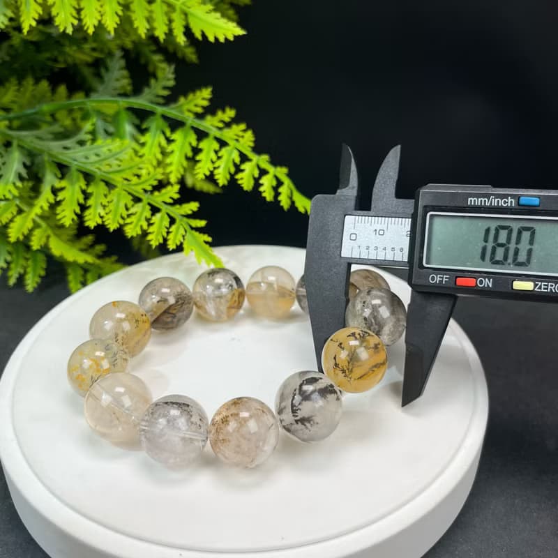 高品質天然膠花小樹水晶手串18mm大顆粒軟錳礦手錬異象半盆發財樹