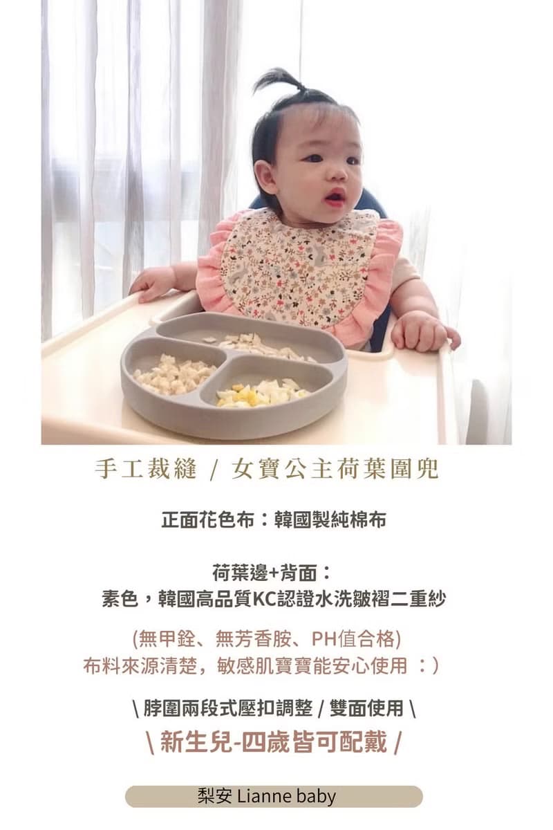 英國藍碎花 l 天然染色 手工八層紗公主荷葉圍兜