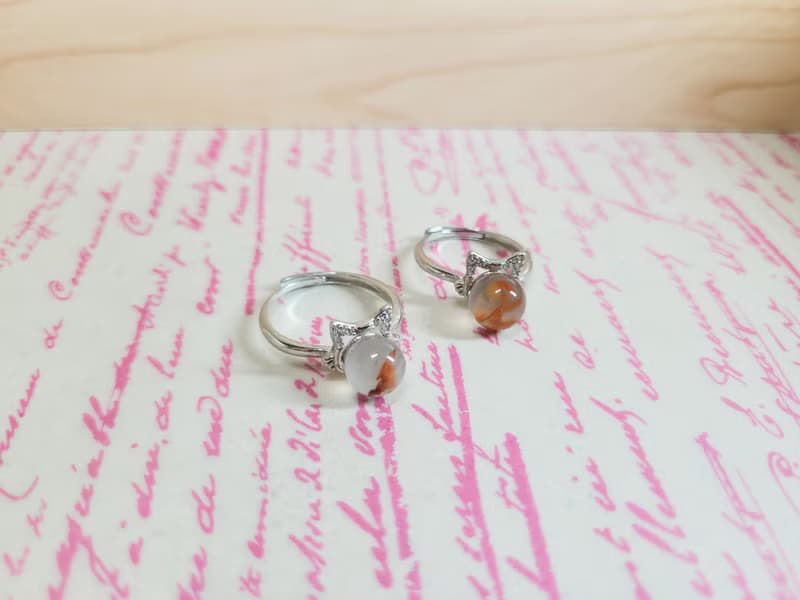 【親翠】天然南紅 飄花貓咪s925銀戒