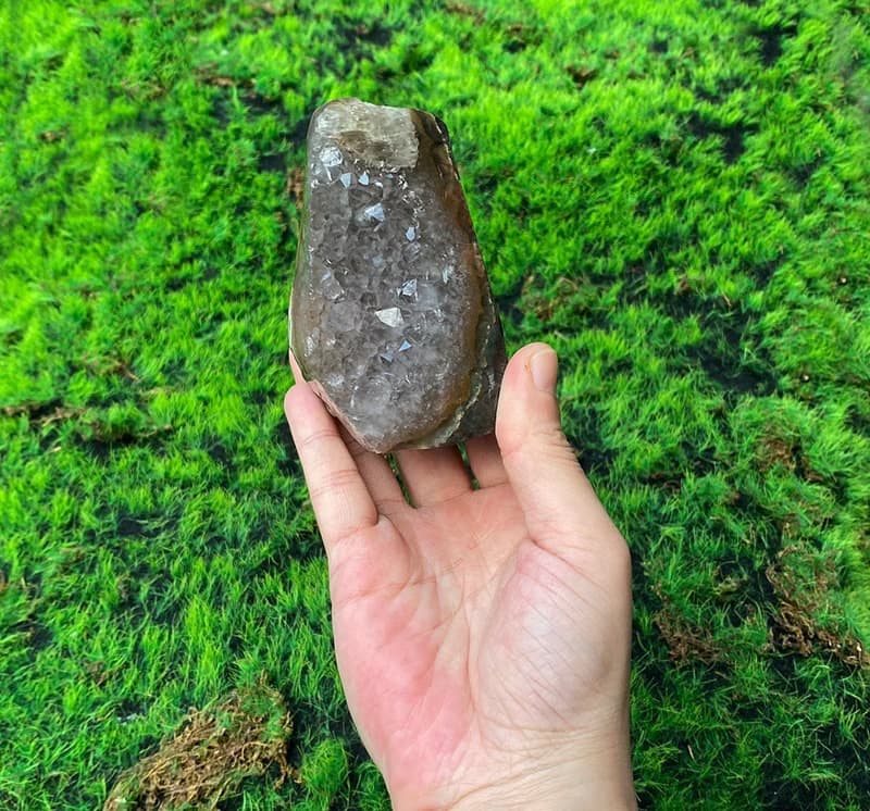招財開運 能量擺飾-天然異象紫晶鎮共生方解石 財運水晶 消磁淨化