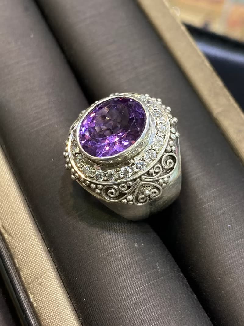 天然 紫水晶 戒指 尼泊爾 手工製 925純銀