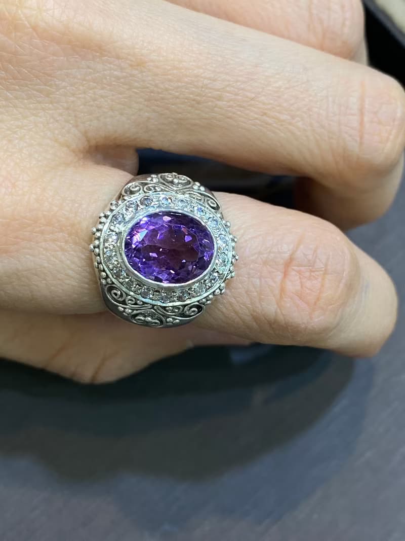 天然 紫水晶 戒指 尼泊爾 手工製 925純銀