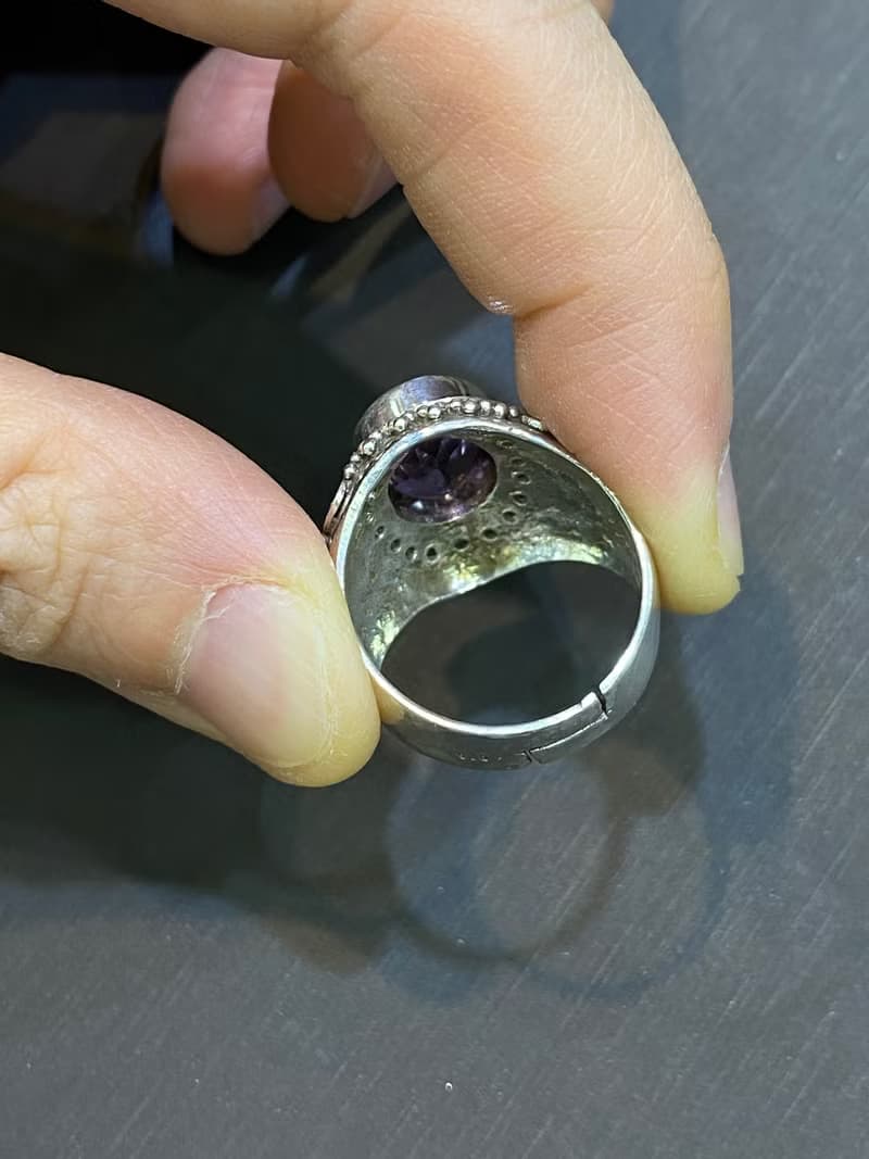 天然 紫水晶 戒指 尼泊爾 手工製 925純銀
