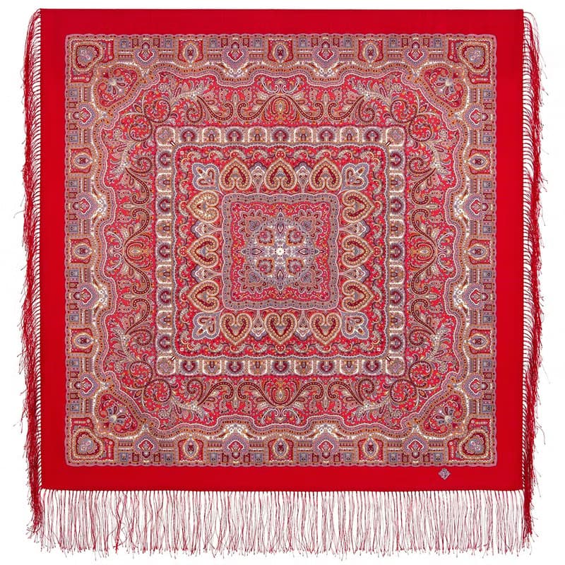 Authentic Pavlovo Posad Russian Shawl Scarf Soft 100% Wool 89x89 cm 2006-5