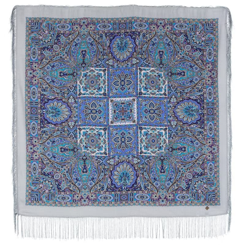 Original Pavlovo Posad Russian Shawl 100% Wool Woolen Scarf 110x110 cm 1805-1