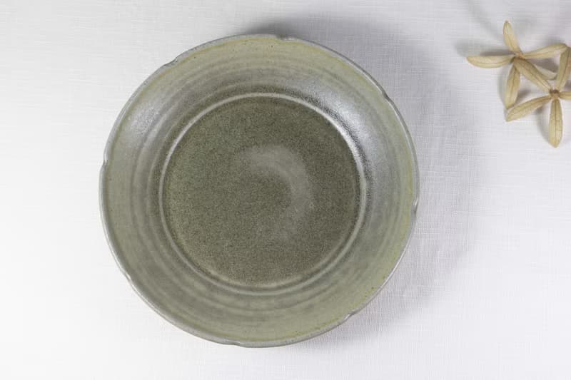 深綠枇灰花邊盤