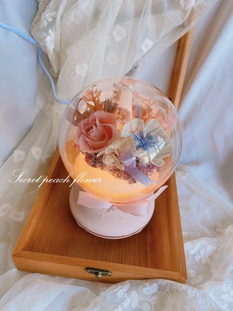 永生花藍芽喇叭+夜燈+薰香機加濕器3in1 永生花薰香機