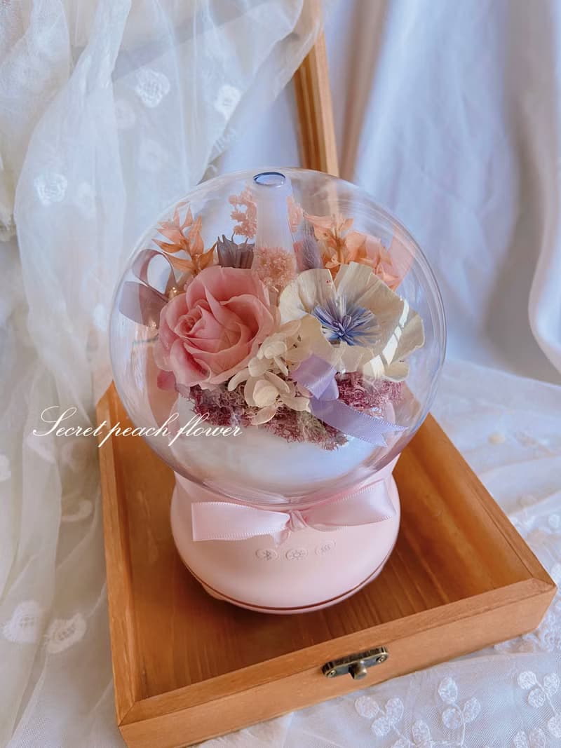 永生花藍芽喇叭+夜燈+薰香機加濕器3in1 永生花薰香機