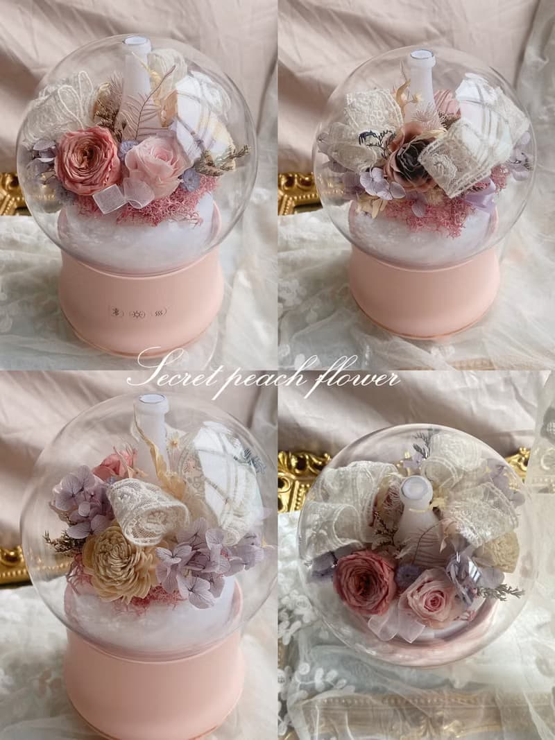 永生花藍芽喇叭+夜燈+薰香機加濕器3in1 永生花薰香機