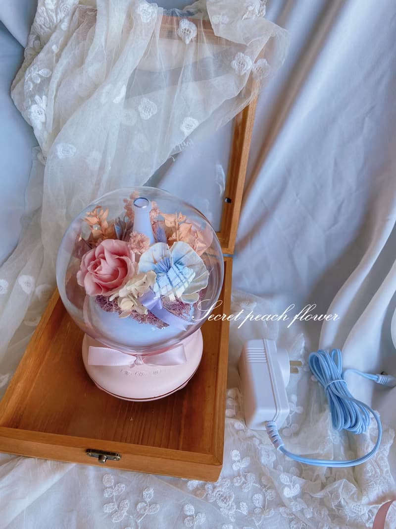 永生花藍芽喇叭+夜燈+薰香機加濕器3in1 永生花薰香機
