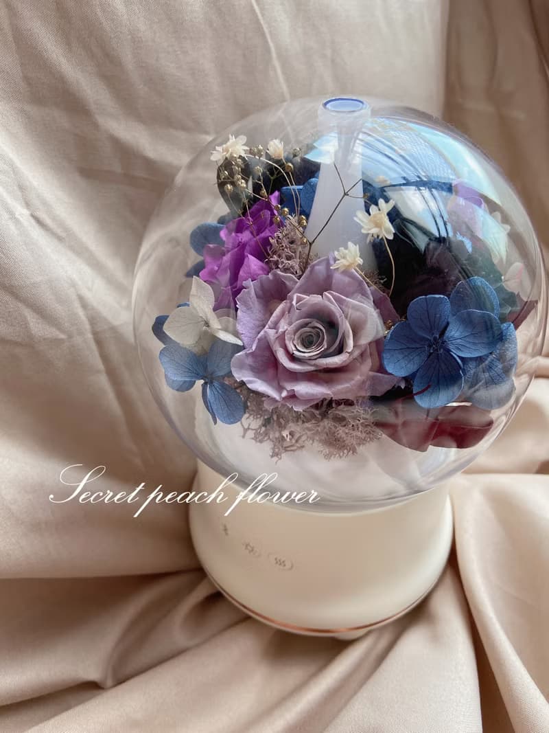 永生花藍芽喇叭+夜燈+薰香機加濕器3in1 永生花薰香機