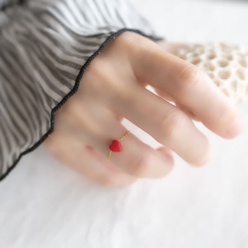 小小愛心 戒指 / 軟陶 / 不鏽鋼304/ 無尺寸