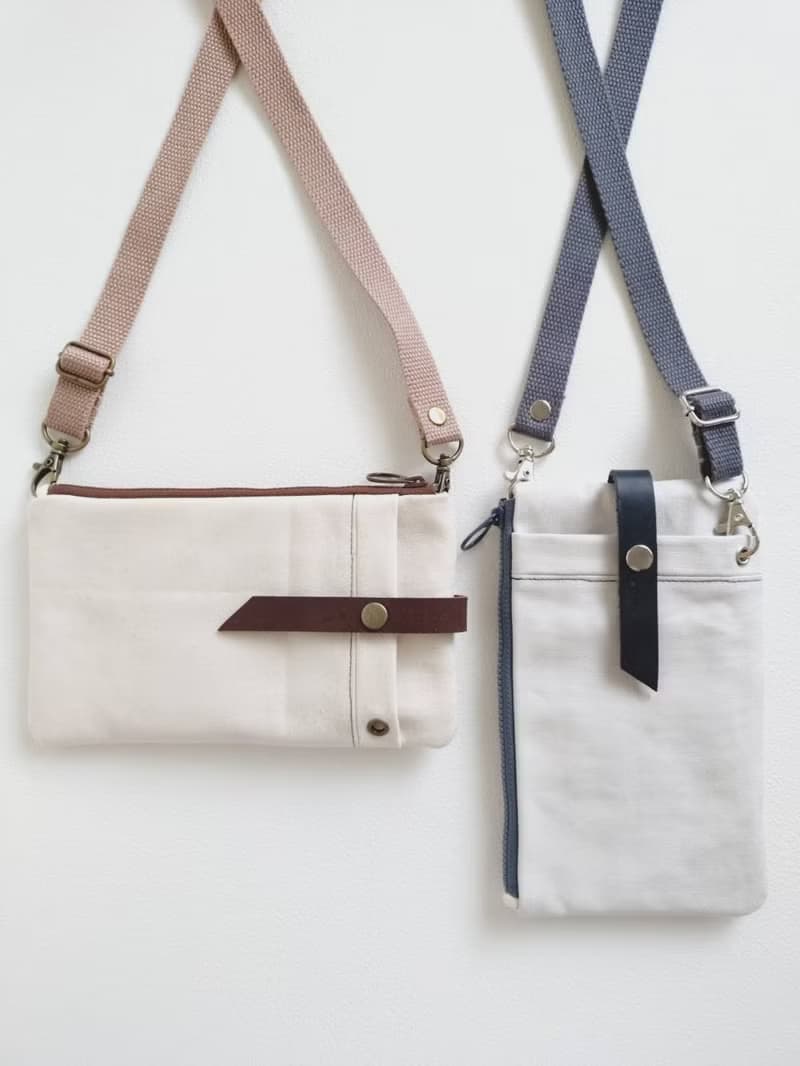 【FPH/3Way手機包(可直可橫)】純色 中性 灰白 胚白 日本帆布先染