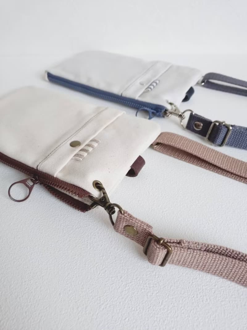 【FPH/3Way手機包(可直可橫)】純色 中性 灰白 胚白 日本帆布先染