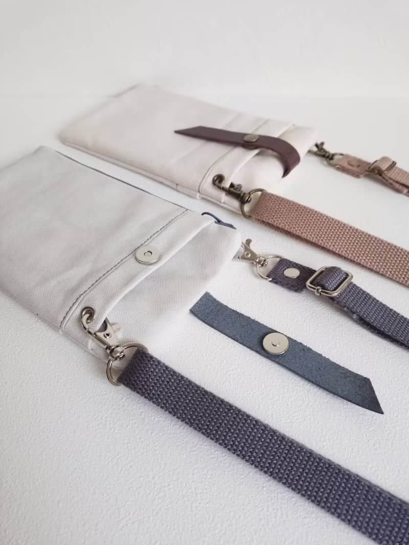 【FPH/3Way手機包(可直可橫)】純色 中性 灰白 胚白 日本帆布先染