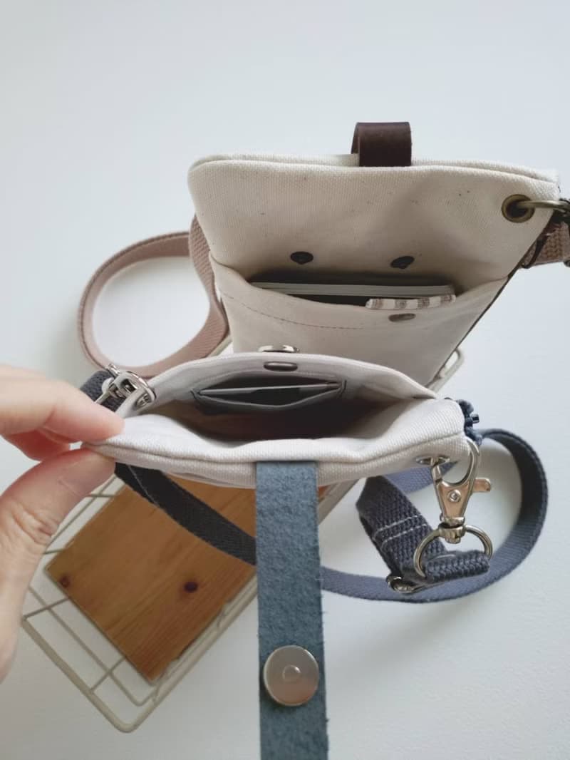 【FPH/3Way手機包(可直可橫)】純色 中性 灰白 胚白 日本帆布先染