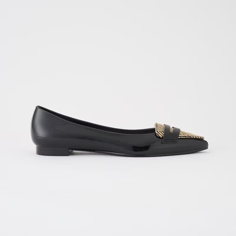 TAMARA RAFFIA  (BLACK) PVC POINTED TOE FLAT  ポインテッドトゥ パンプス
