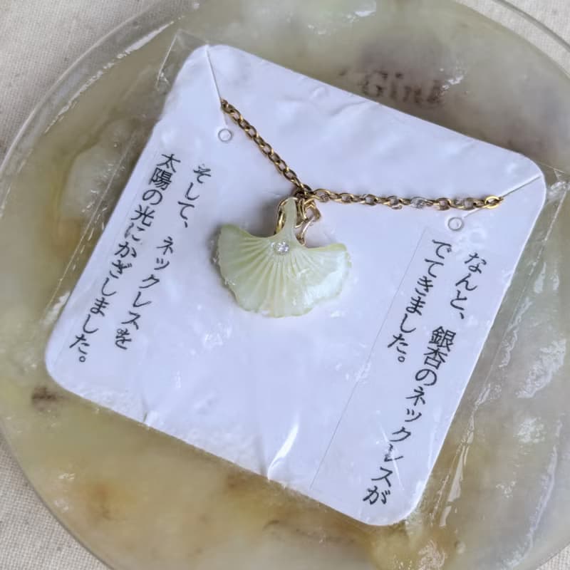 【預購】會溶解的書本禮物 / 項鍊 / 銀杏 / 不鏽鋼