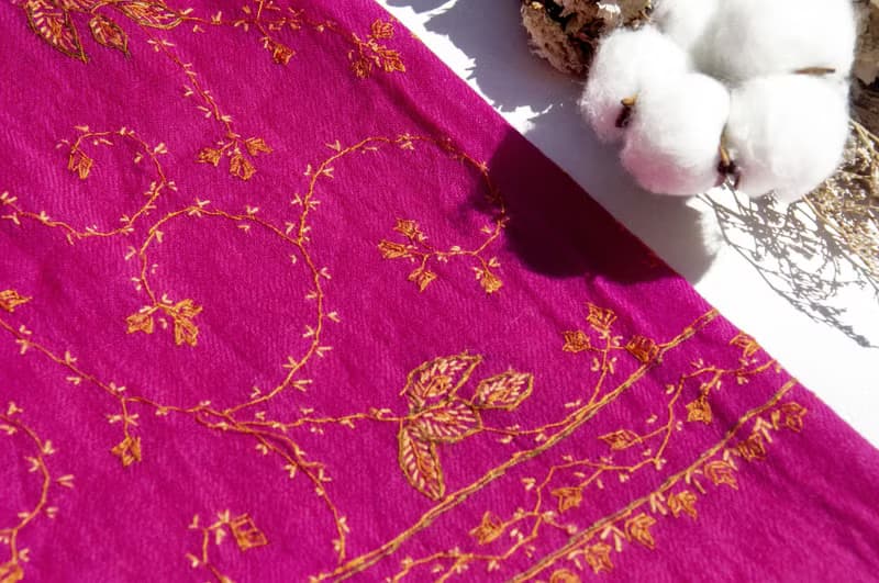 喀什米爾Cashmere/羊絨圍巾/純羊毛圍巾披巾/戒指絨披肩-刺繡花朵