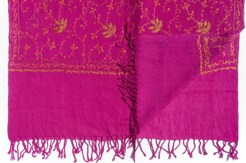 喀什米爾Cashmere/羊絨圍巾/純羊毛圍巾披巾/戒指絨披肩-刺繡花朵