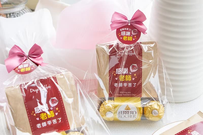 感謝老師禮物贈品 金莎巧克力3顆入+濾掛咖啡2包入 (滿百份免費印