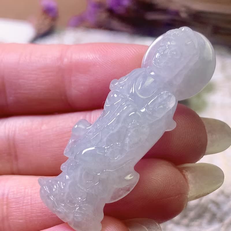冰種白翡翡翠精雕觀音菩薩 | 天然緬甸玉A貨翡翠 | 送禮