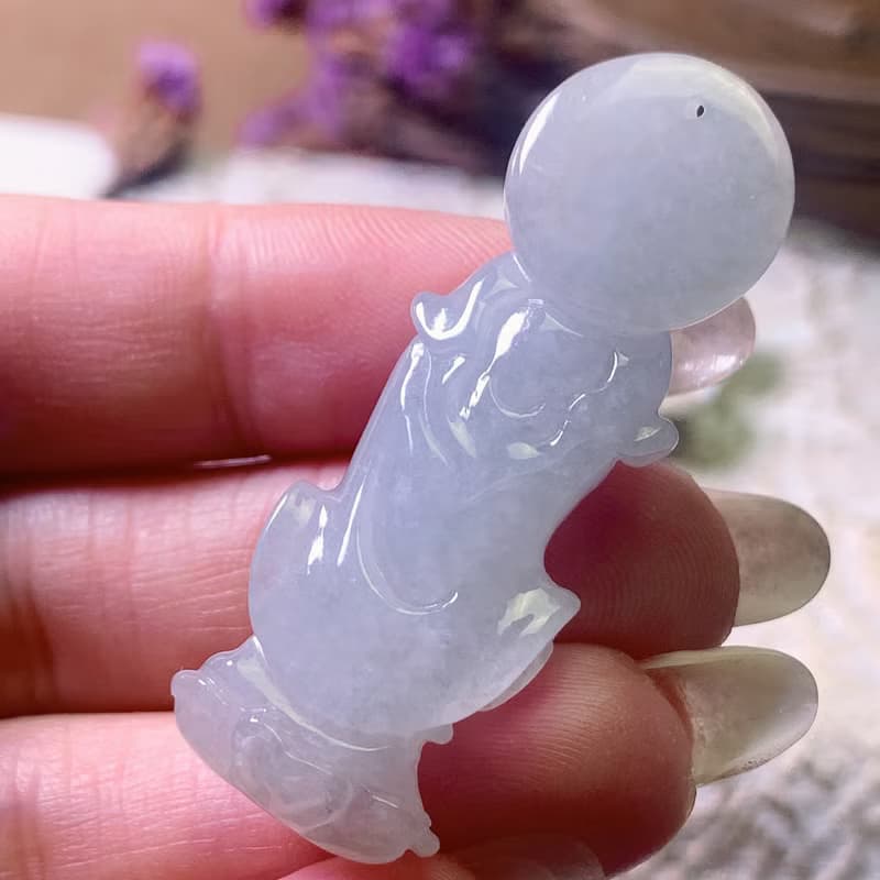 冰種白翡翡翠精雕觀音菩薩 | 天然緬甸玉A貨翡翠 | 送禮